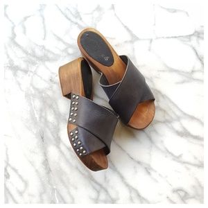 Free People Sonnet Clog Black Leather Size 6